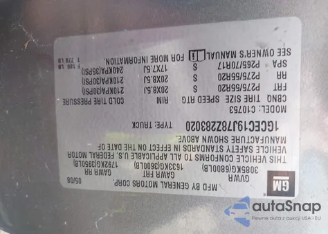 2008 Chevrolet Silverado 1500 Lt2 из США, поврежденный, VIN 1GCEC19J78Z283020